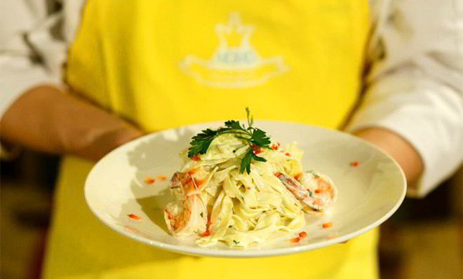 Спагетти с креветками в сливочном соусе в мультиварке