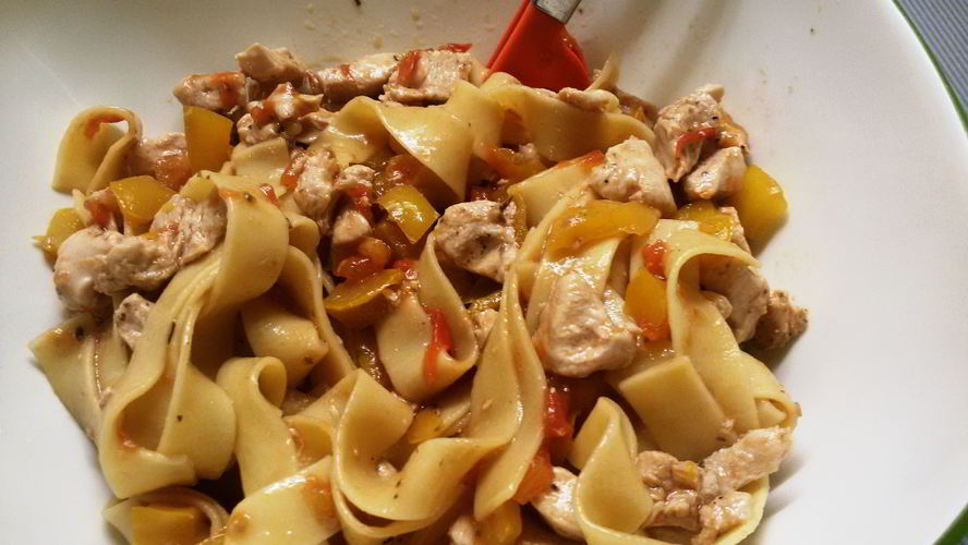 Рецепт спагетти с телятиной и овощами