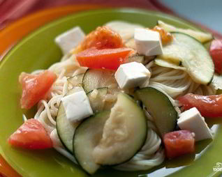 Спагетти с цукини и помидорами