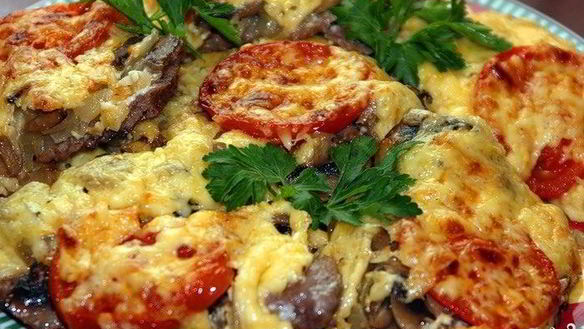 Рецепт Мяса по-французски с помидорами