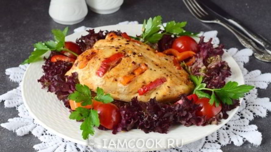 Рецепт куриной грудки с болгарским перцем в духовке