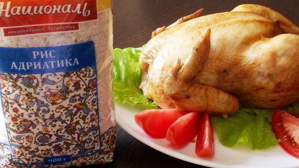 Рецепт Курицы, фаршированной рисом и шампиньонами