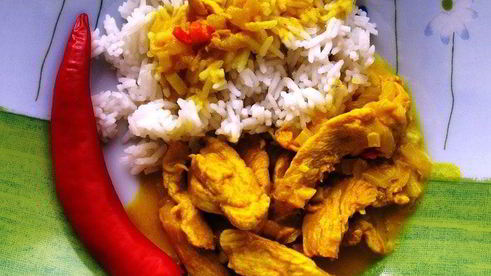курица карри с рисом