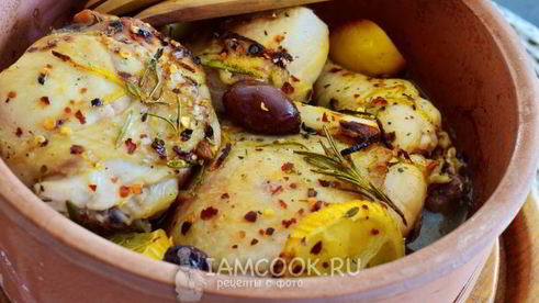 курица с лимоном и розмарином по-гречески