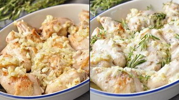 Рецепт Курицы в сливочном соусе с тимьяном и чесноком