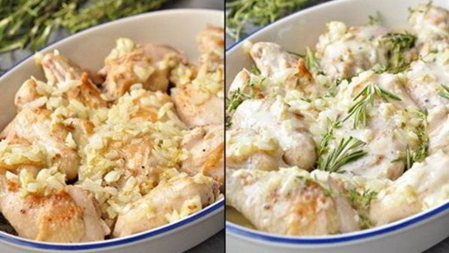 Рецепт курицы в сливочном соусе с тимьяном и чесноком
