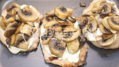 отбивные из свинины с грибами под сыром