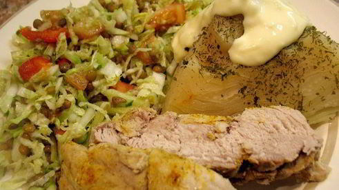 свинина и капуста на пару