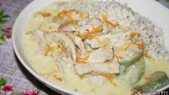 Рецепт Свинины с овощами в сметанном соусе