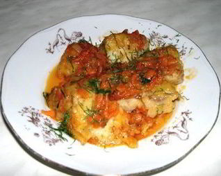 Картофель, тушенный с фруктами