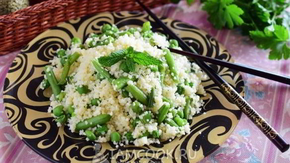 Рецепт Куса-куса с зеленым горошком и стручковой фасолью