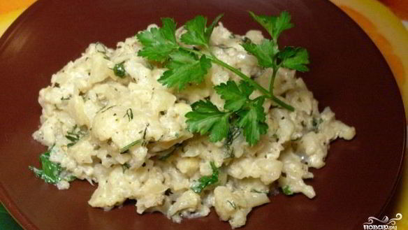 Рецепт Цветной капусты тушеной в сливках