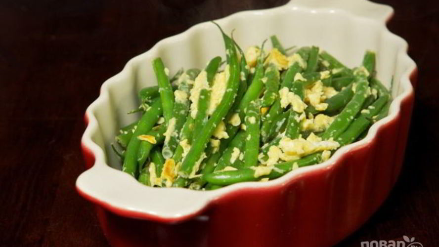Рецепт зеленой фасоли с яйцом