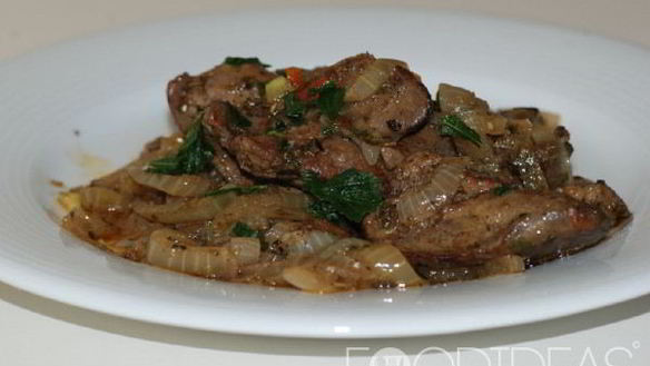 Рецепт Говяжьей печени жареной с луком