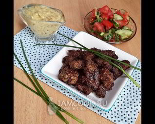 Куриная печень в сметанно-горчичном соусе