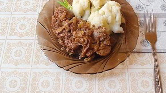 Рецепт Нежной печени с цветной капустой