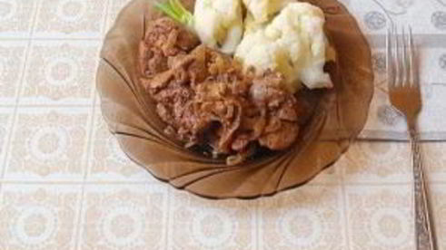 нежная печень с цветной капустой