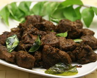 Печень говяжья, жаренная кусками