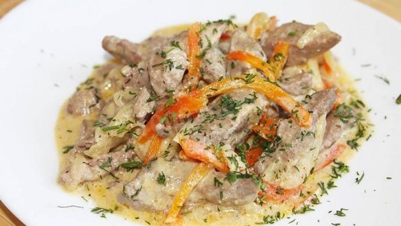 Рецепт Печени кролика в сметане