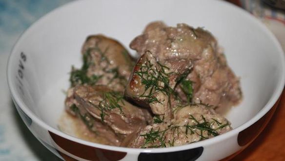 Рецепт Печени куриной в сметанном соусе