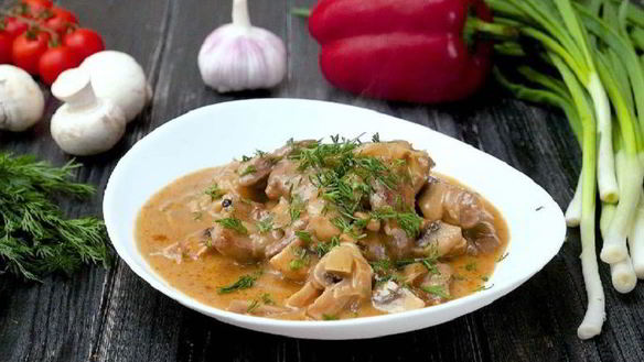 Рецепт Печени по-строгановски