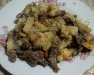 Печень с картошкой в мультиварке