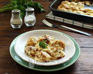 Жареные пельмени в духовке