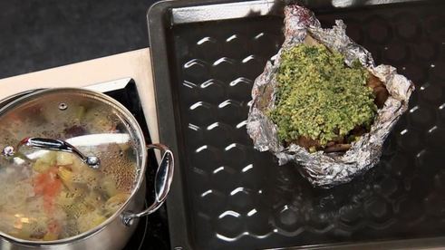 баранья нога с овощным пловом