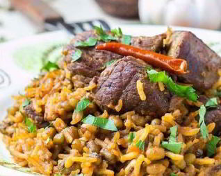 Плов с фасолью и мясом баранины