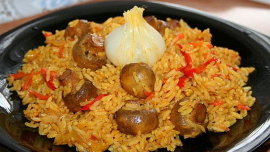 Рецепт плова с грибами и болгарским перцем