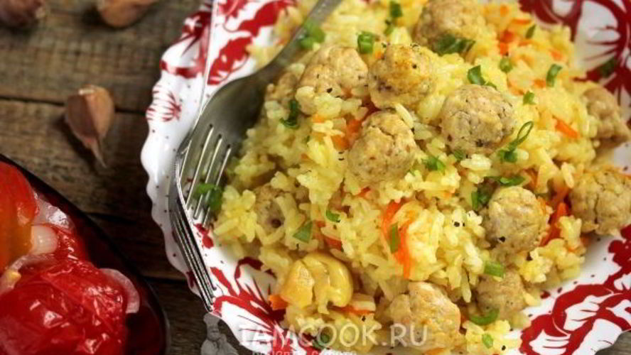 Рецепт плова с куриными фрикадельками