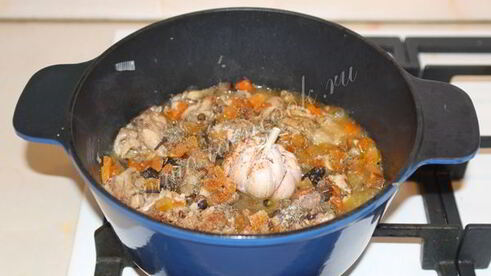 плов с курицей и грибами