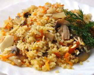 Вегетарианский плов с шампиньонами