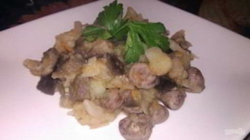 овощное рагу с куриными сердечками