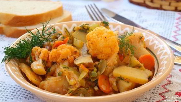 Рецепт Овощного рагу с цветной капустой и картошкой