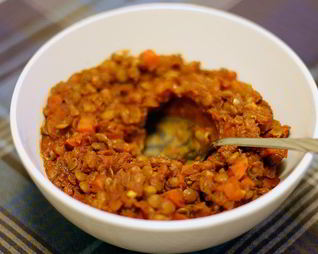 Рагу из чечевицы и томатов