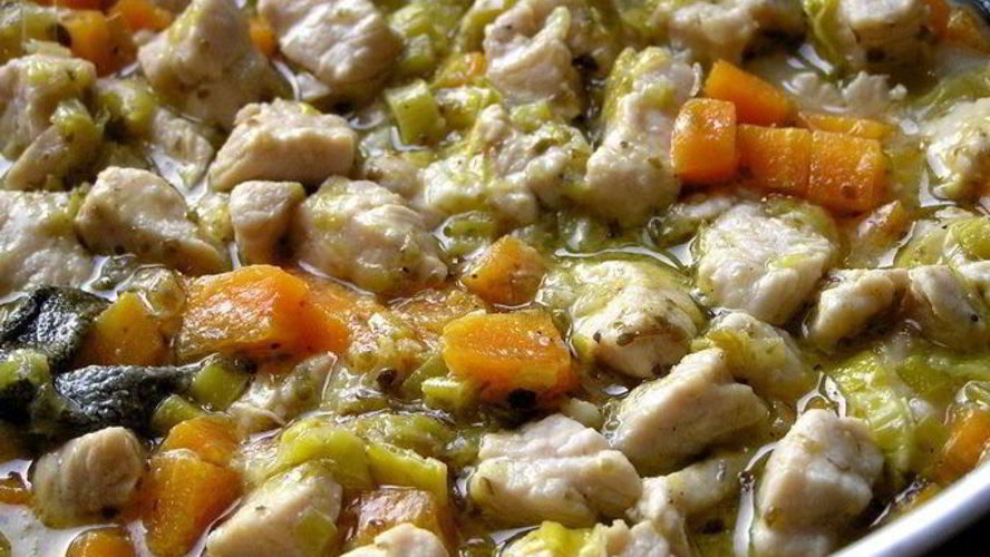 Рецепт рагу из индейки с луком-пореем