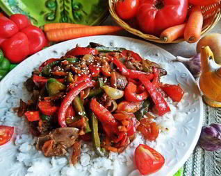 Рагу из печенки с овощами