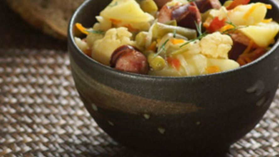 Рецепт рагу с копчеными колбасками