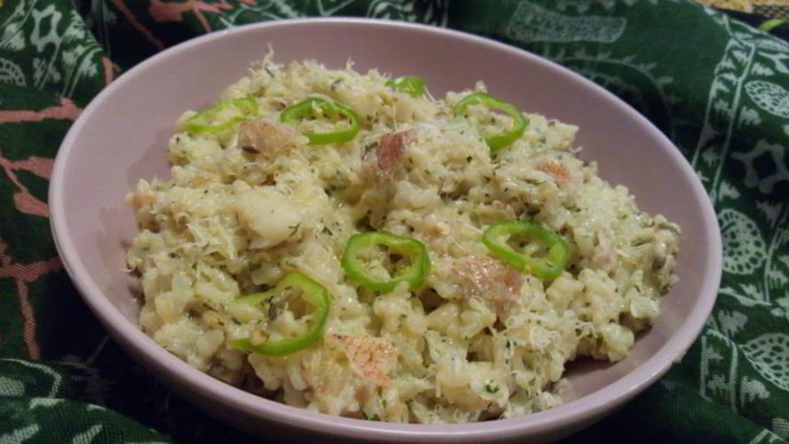 Рецепт насыщенного ризотто с морским окунем и сливками