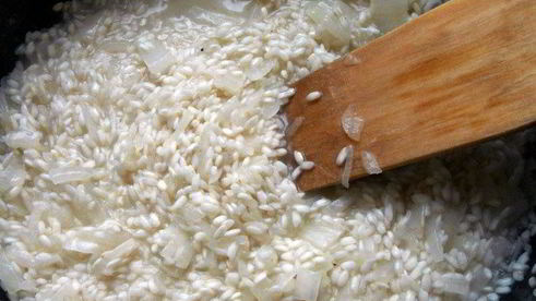 ризотто с горошком и мятой