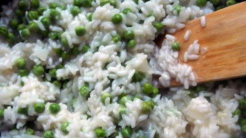 ризотто с горошком и мятой