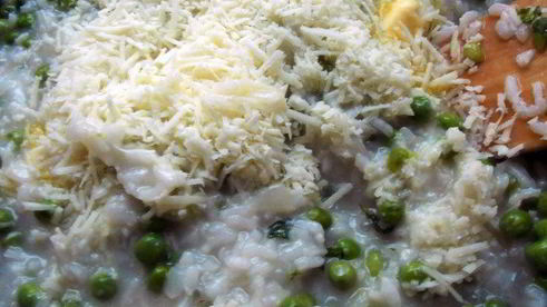 ризотто с горошком и мятой