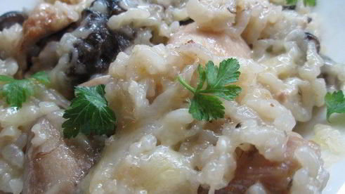 ризотто с грибами и курицей