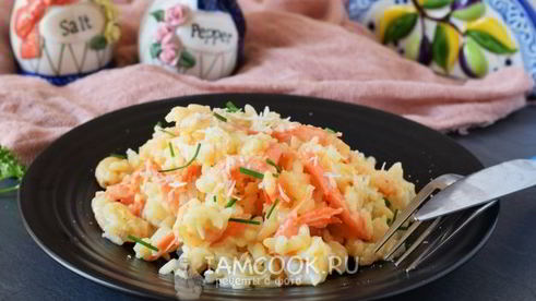 ризотто с креветками в сливочном соусе