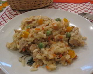 Ризотто с курицей и овощами