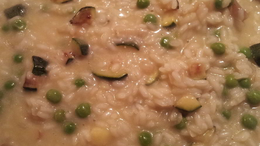 Рецепт ризотто с цукини и зеленым горошком