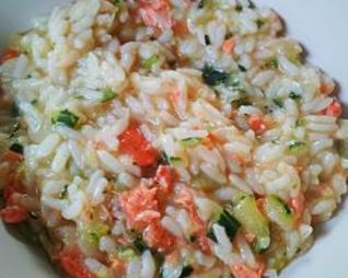 Ризотто с цуккини и лососем
