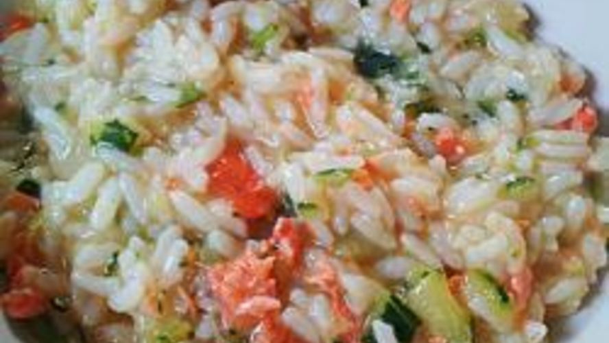 Рецепт ризотто с цуккини и лососем