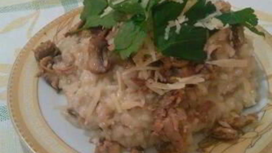 Рецепт ризотто с тунцом и шампиньонами